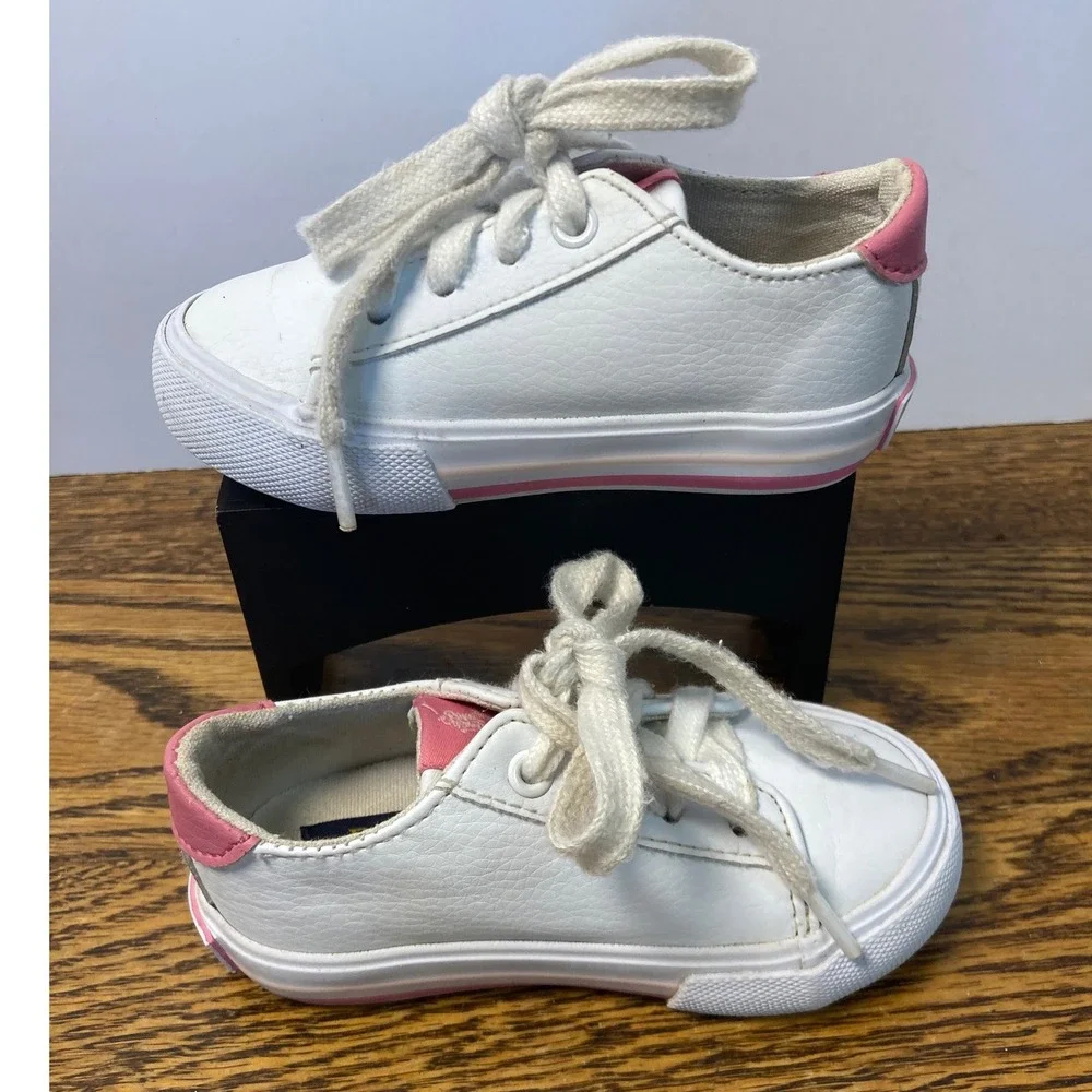 Polo Ralph Lauren Fantor Big Logo White Pink Toddler Sneakers Size 5 RFS11308